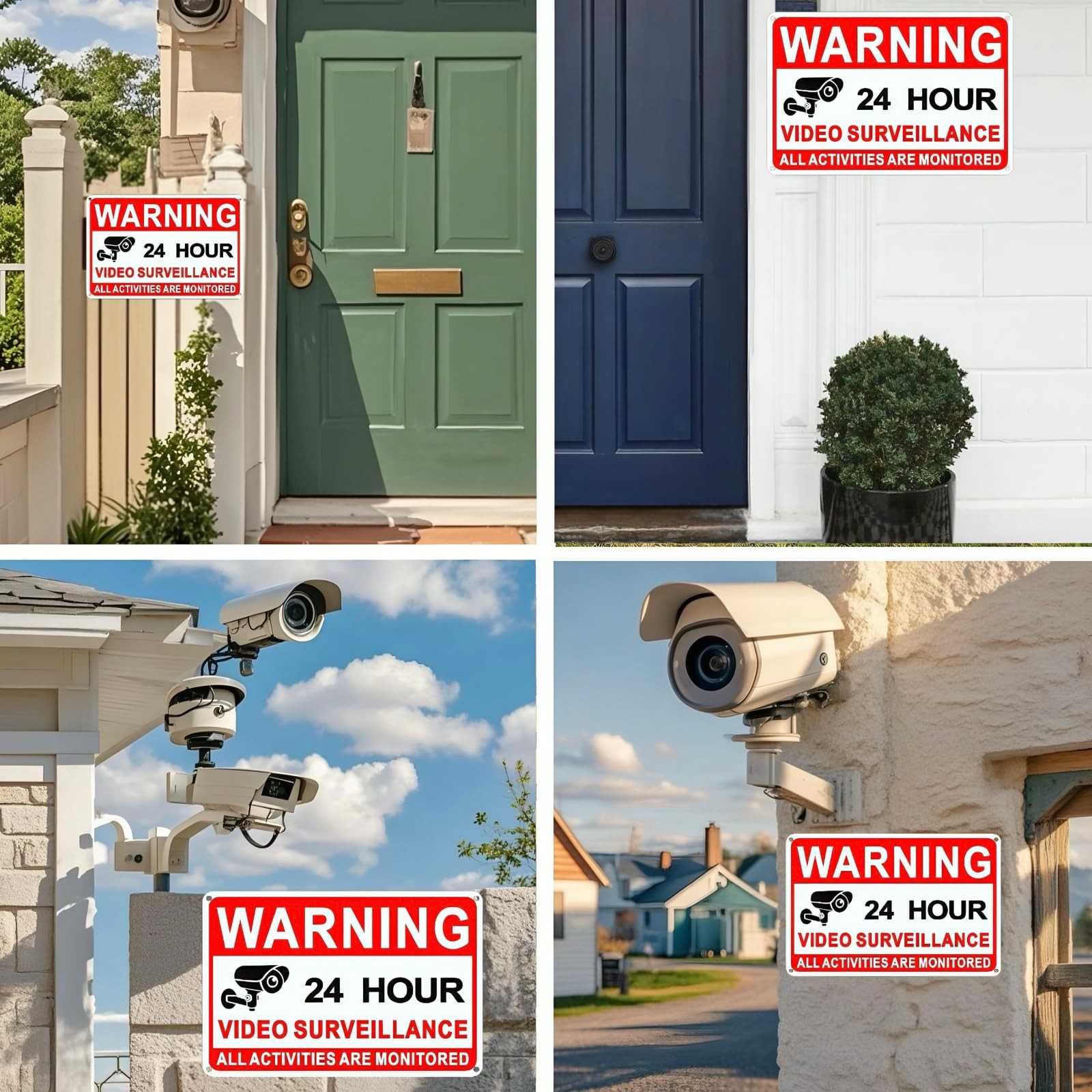 4 Pack Video Surveillance Signs 8 x 12 Inch Aluminum Camera CCTV Security