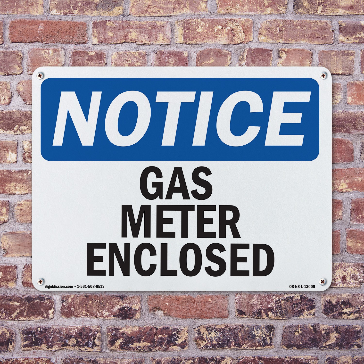 Gas Meter Enclosed OSHA Notice Sign Metal, Plastic, Or Decal – 5 or 10 Pack