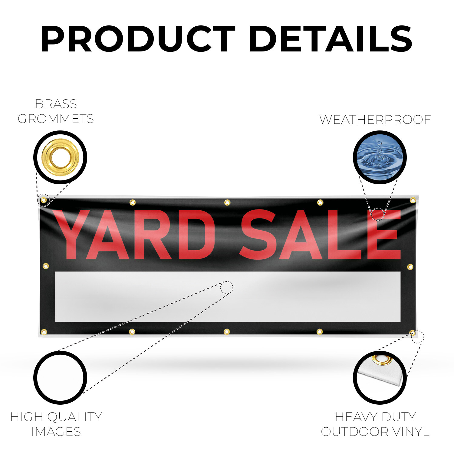Yard Sale 13 oz Vinyl Banner Sign with Metal Grommets Heavy-Duty Single-Sided
