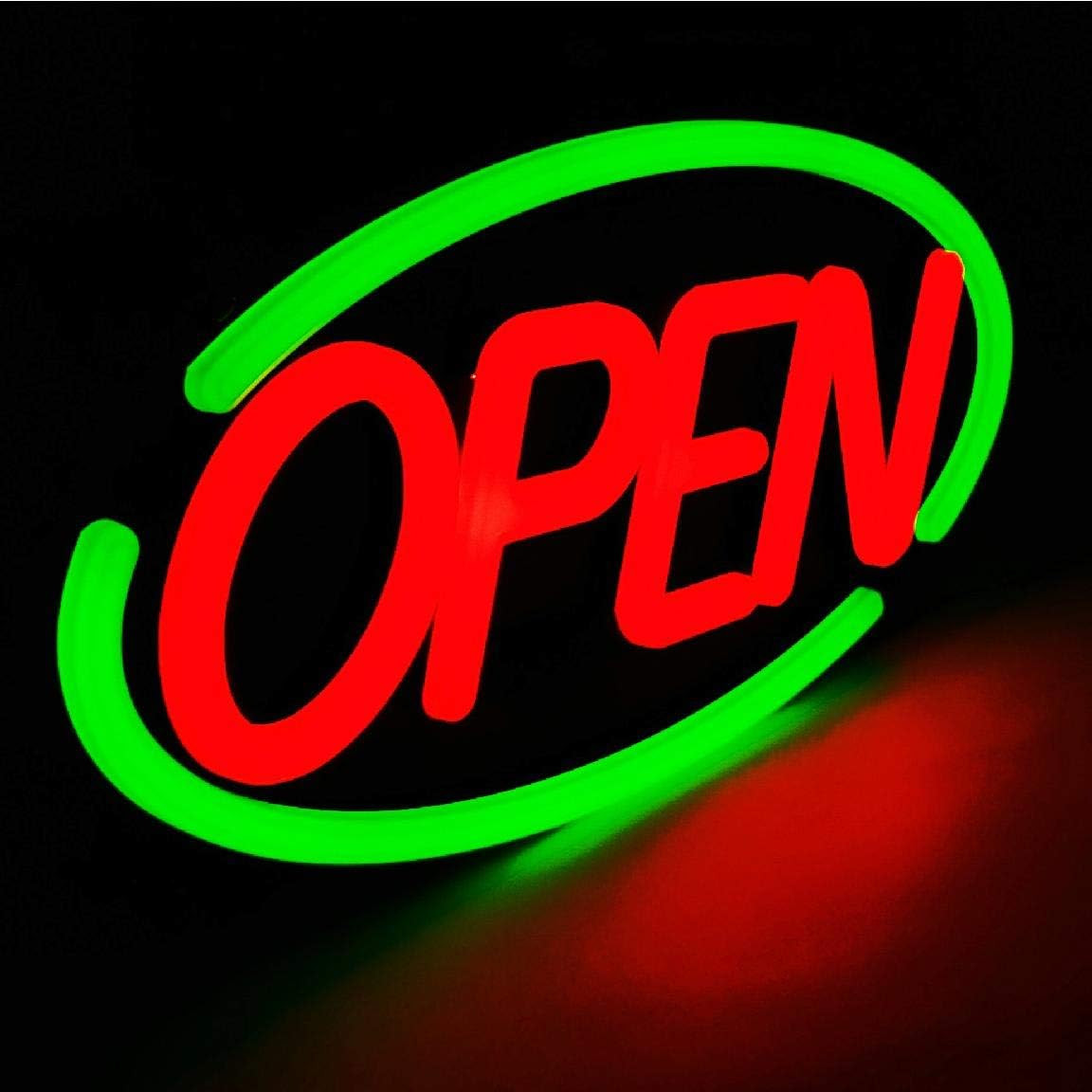 Large Oval LED Neon Open Sign – 24&Prime; x 12&Prime; (Green/Red)