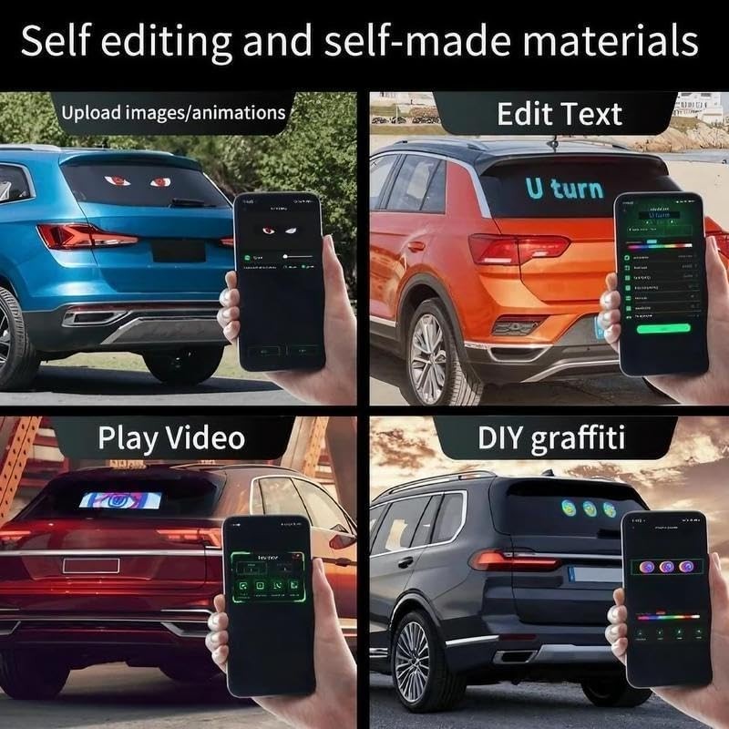 Customizable LED Car Sign with Bluetooth Control – 14.6 » x 3.6 » Flexibility