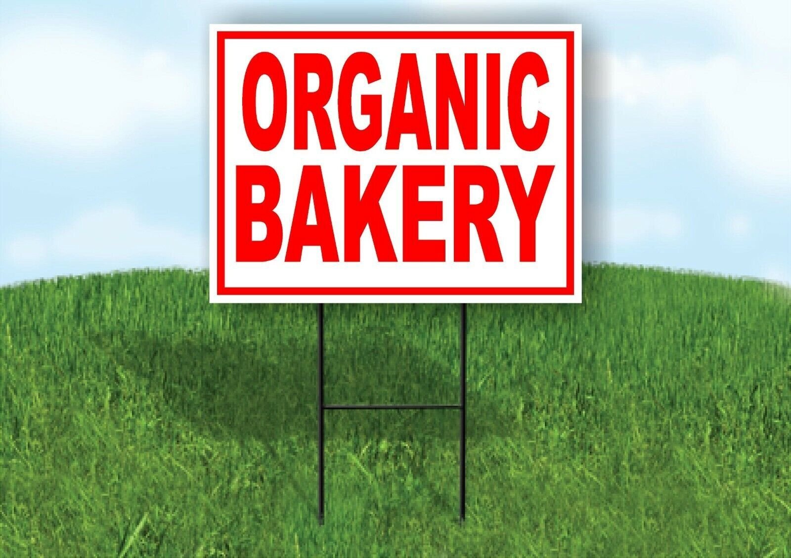 ORGANIC BAKERY RED WHITE Yard Sign Road with Stand LAWN SIGN