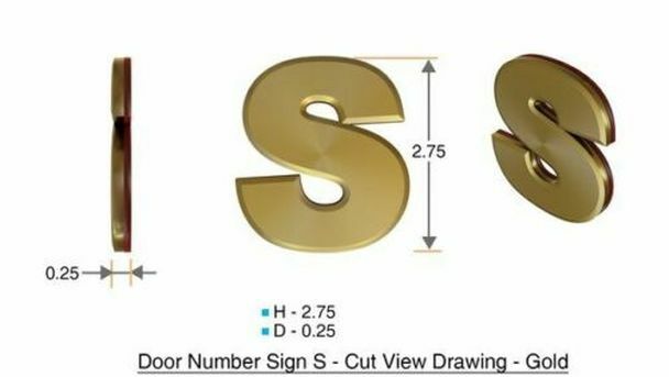 1 PCS – Apartment Number Sign/Mailbox Number Sign,Letter S(Gold,3D…-REF24-1027