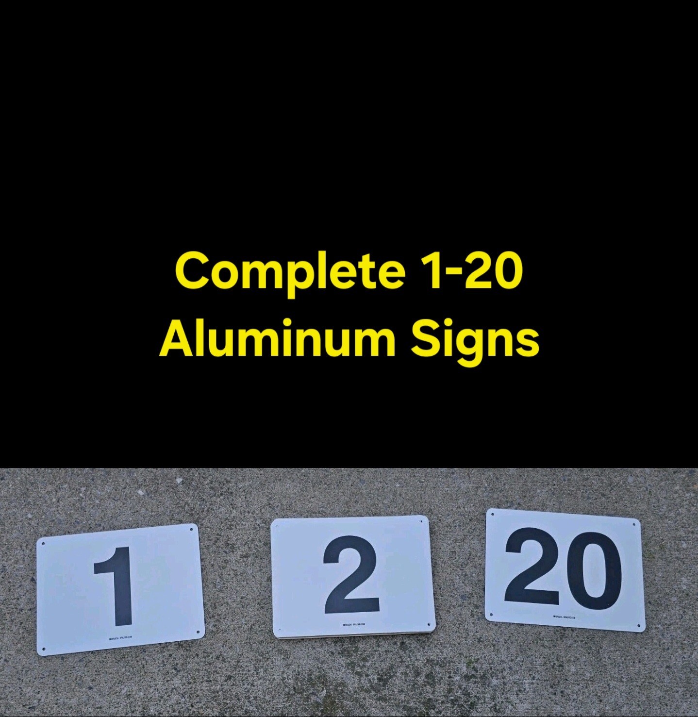 Brady Industrial Number Signs 1–20 Set White Black Warehouse Safety Plates Park