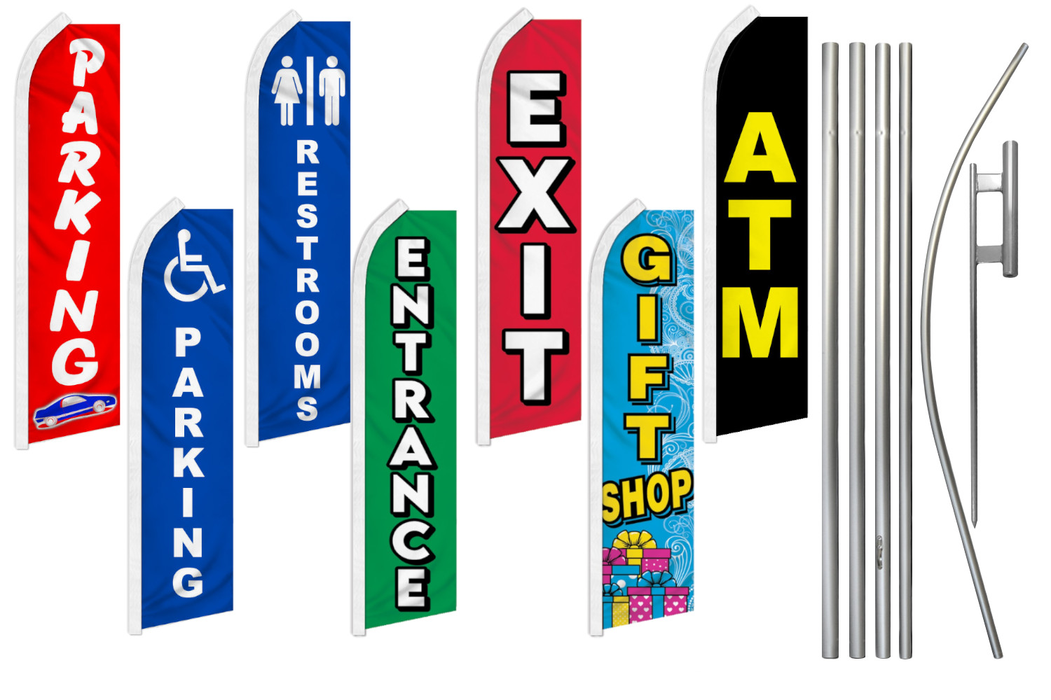 Event Signs Swooper Feather Flutter Flag & Pole Kit ATM Exit Parking