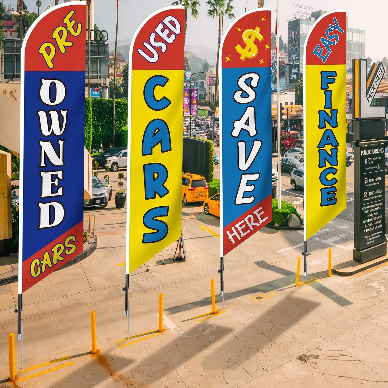 12ft Windless Swooper Flags – 4 Pcs Used Cars Advertising for Auto Sales