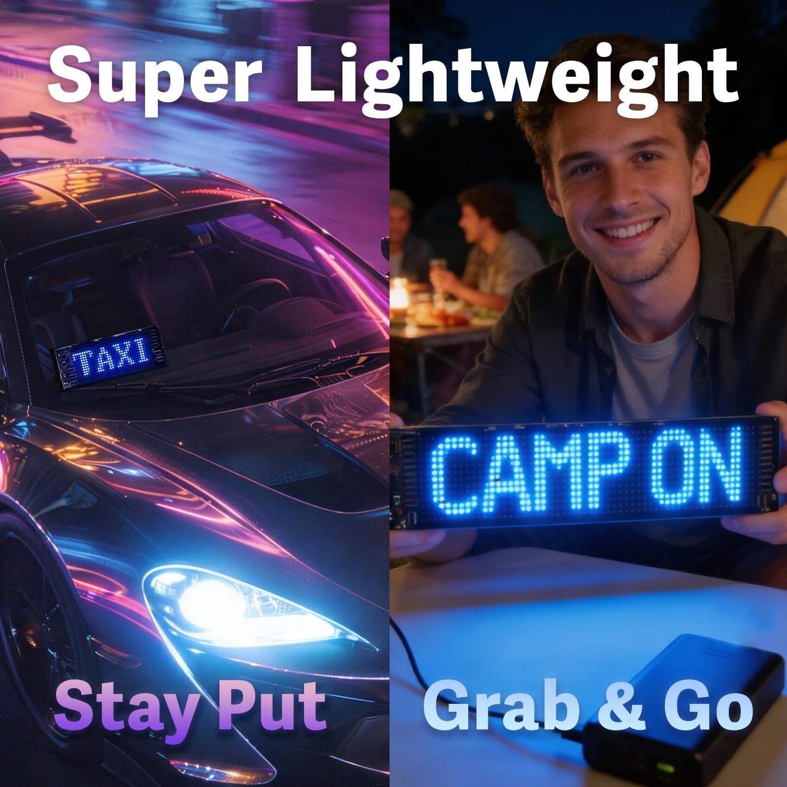 Programmable LED Car Sign 7 »x3 » Bluetooth App Control Scrolling Text Display f