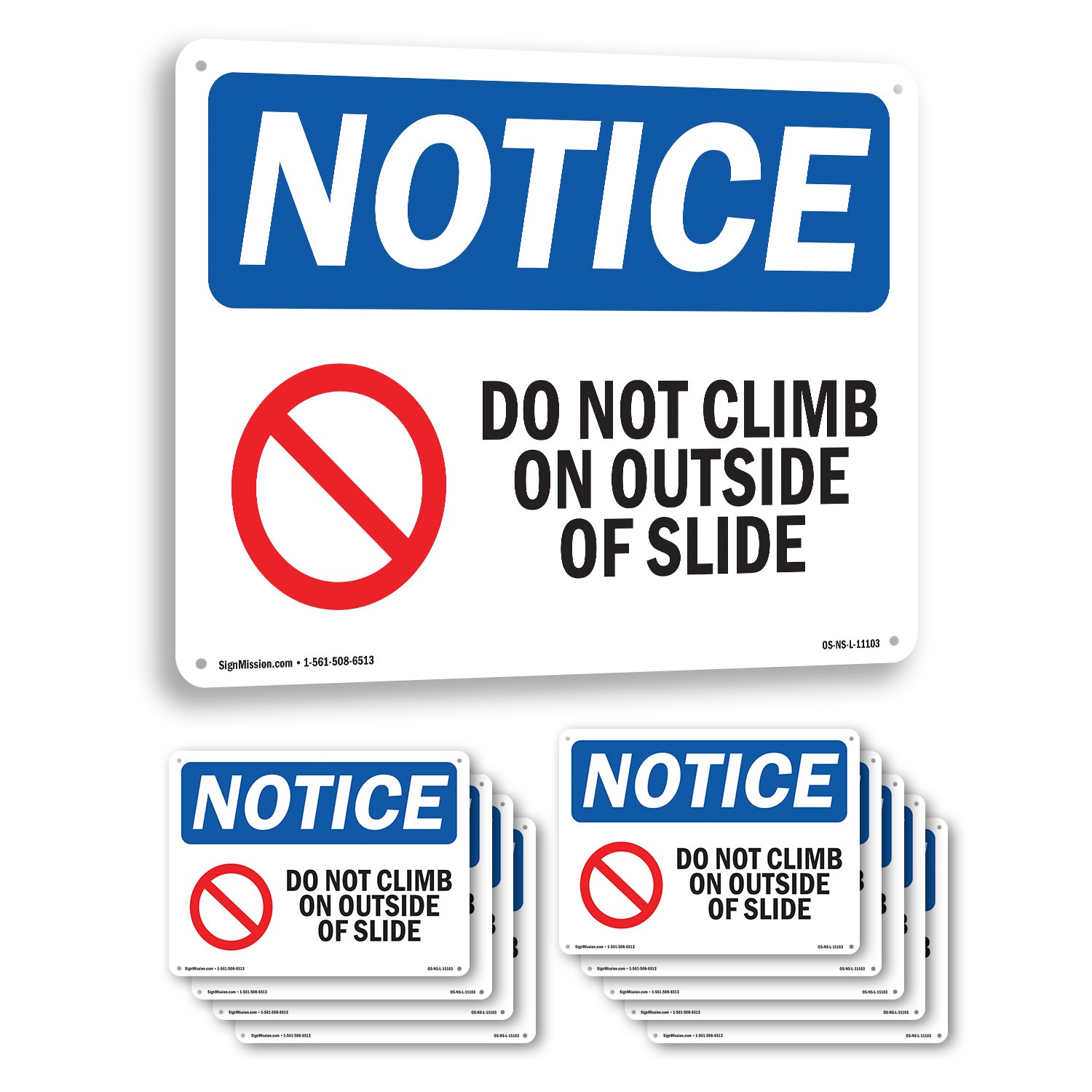 Do Not Climb On Outside Of Slide OSHA Notice Sign Metal, Decal – 5 or 10 Pack