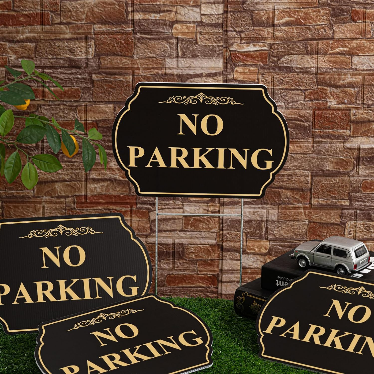 4 Pcs No Parking Signs with Stakes, 12&Prime; X 8&Prime; Heavy-Duty Private Property No Park
