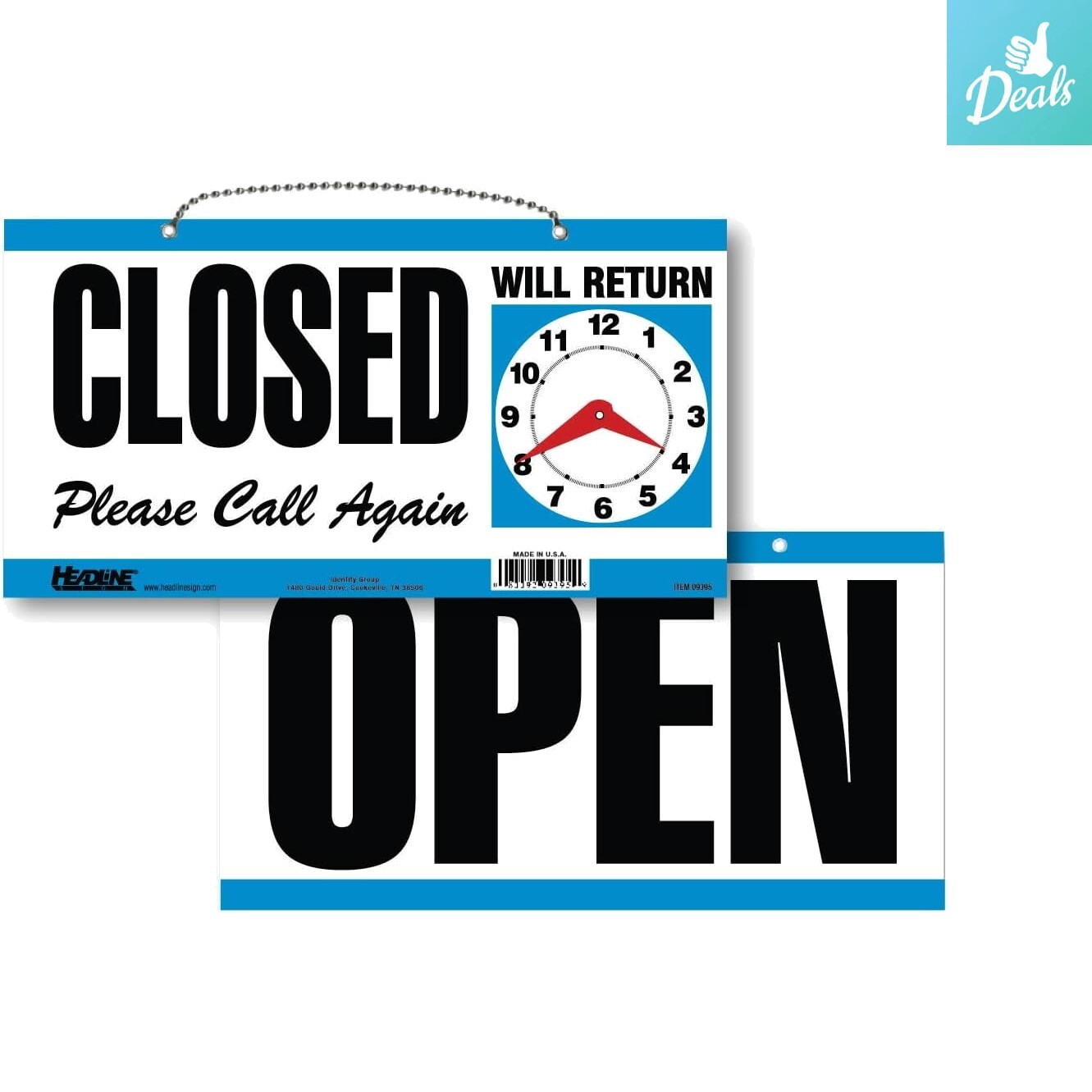 Versatile Double-Sided Open/Closed Sign – 6&Prime; x 11.5&Prime; – Clear Blue – Functional