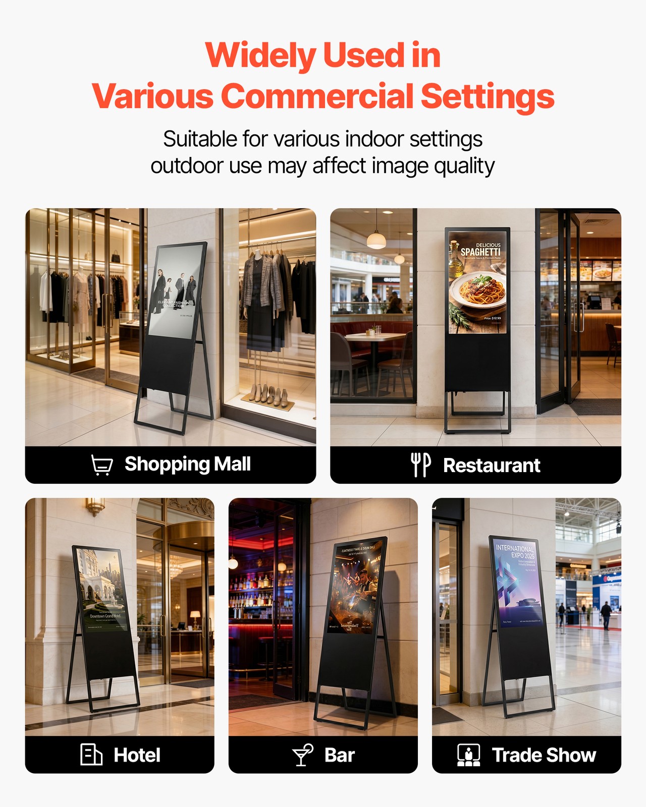 VEVOR 32 in Indoor Digital Signage Floor Standing Advertising Display Kiosk LCD