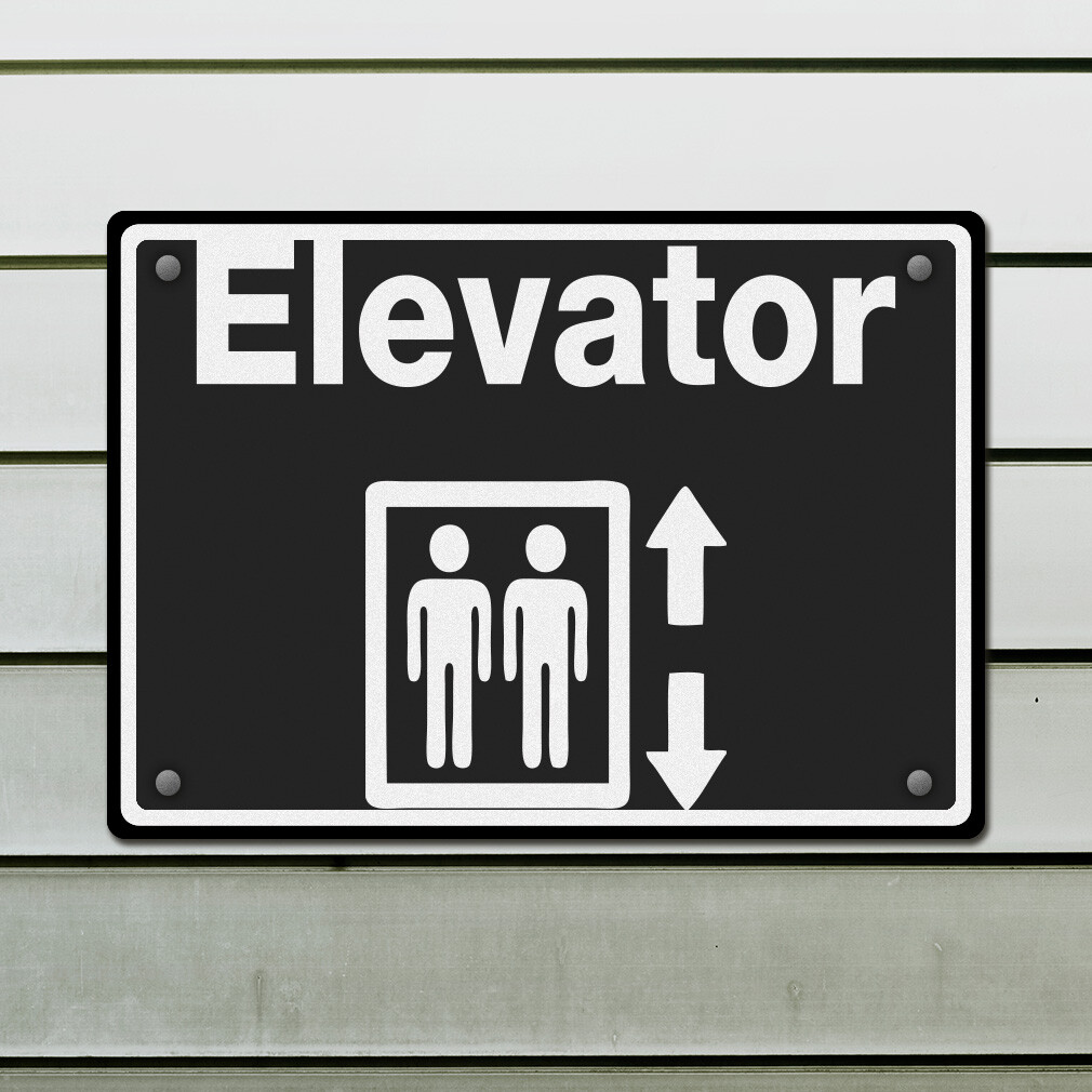 Horizontal Metal Sign Elevator B Business Weatherproof Street Signage