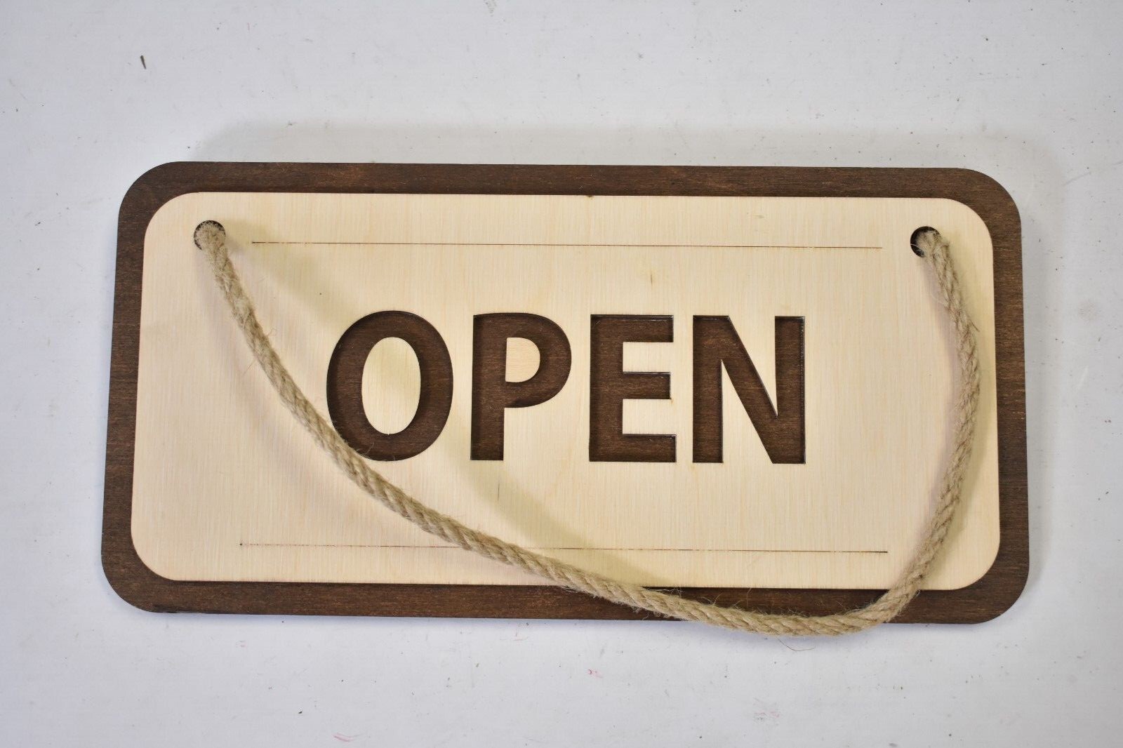 Wooden Flip Open Closed Sign 12&Prime; x 6&Prime; Rustic Hanging Sign with Rope for Business