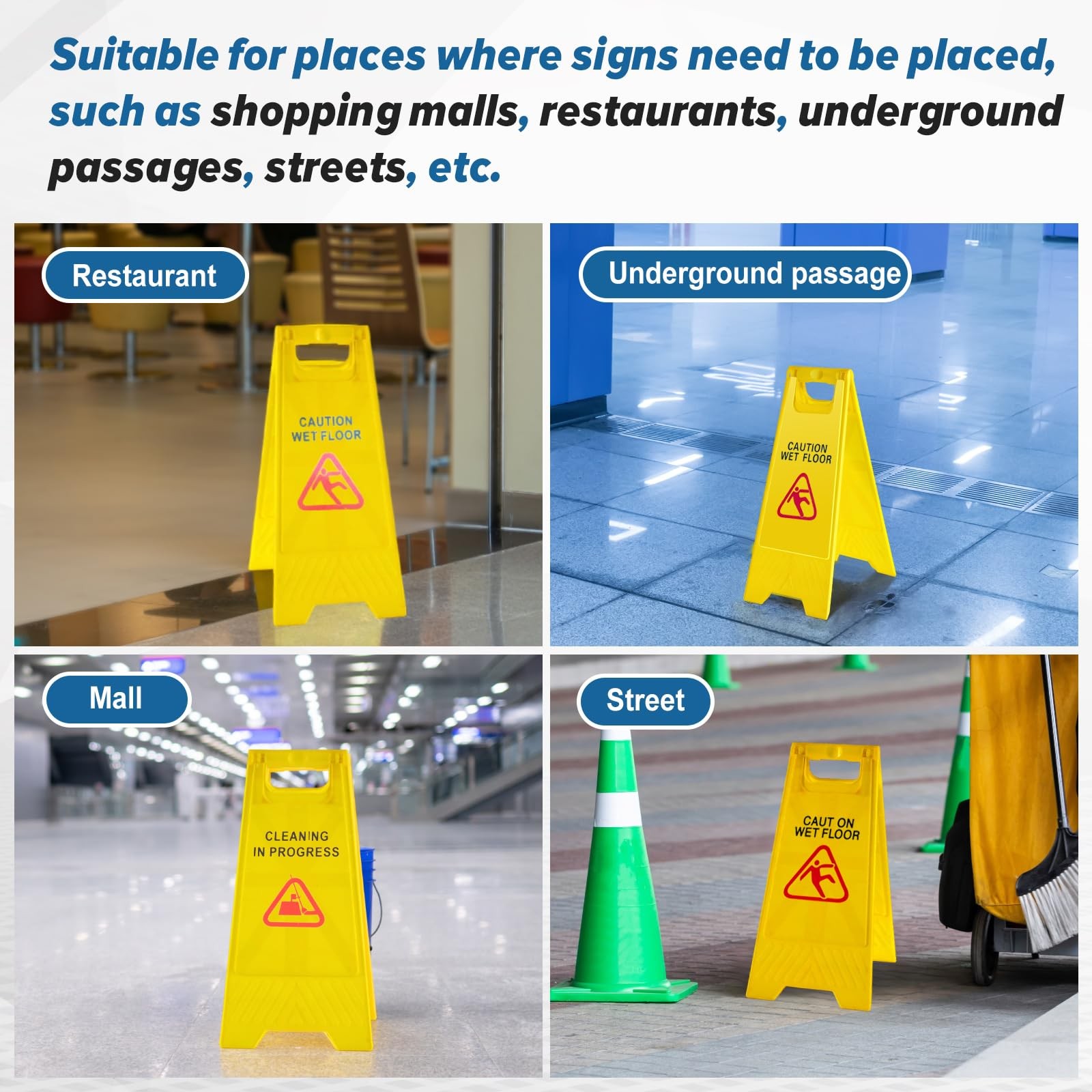 2 Pack 24&Prime; Height Blank Floor Sign Yellow A-frame Foldable Caution Sign Stick…