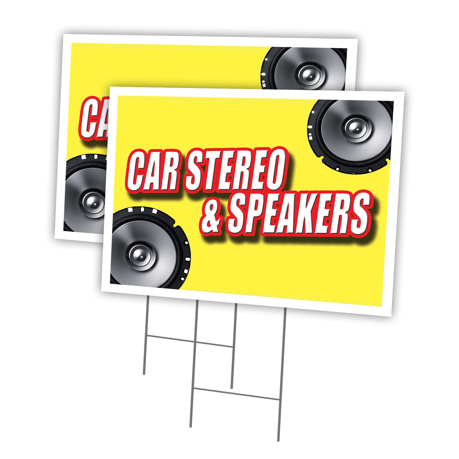 Car Stereo & Speakers Multi-Pack of Yard Signs & Stake plastic coroplast window