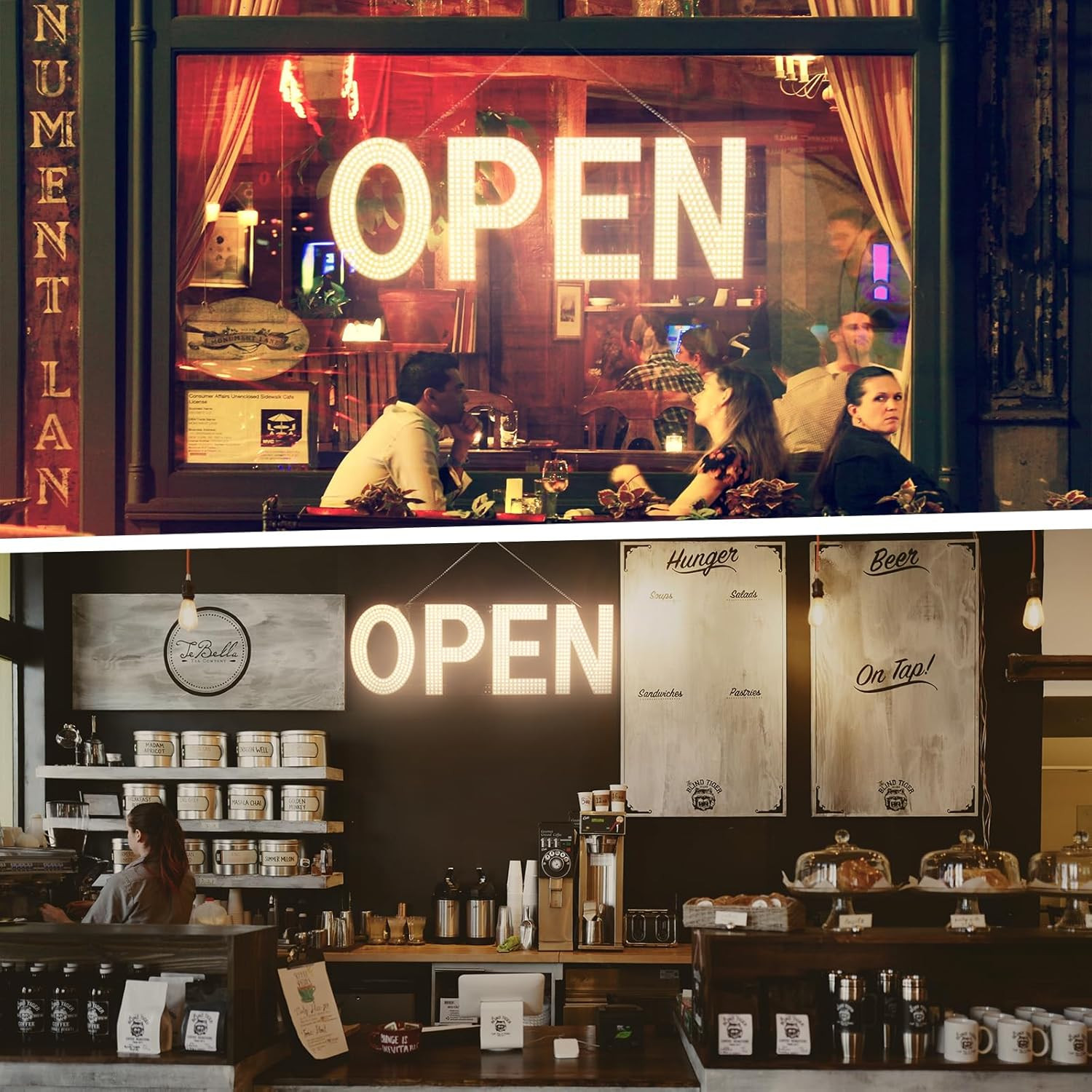 LED Open Sign for Business, 40&Prime;X14&Prime; Dimmable Brightness Large Electric Light up