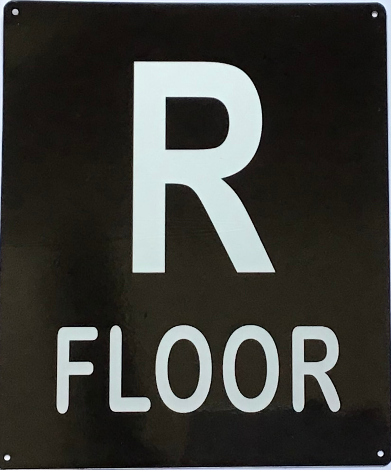 R FLOOR SIGN (10X12, Black Background, Aluminum)