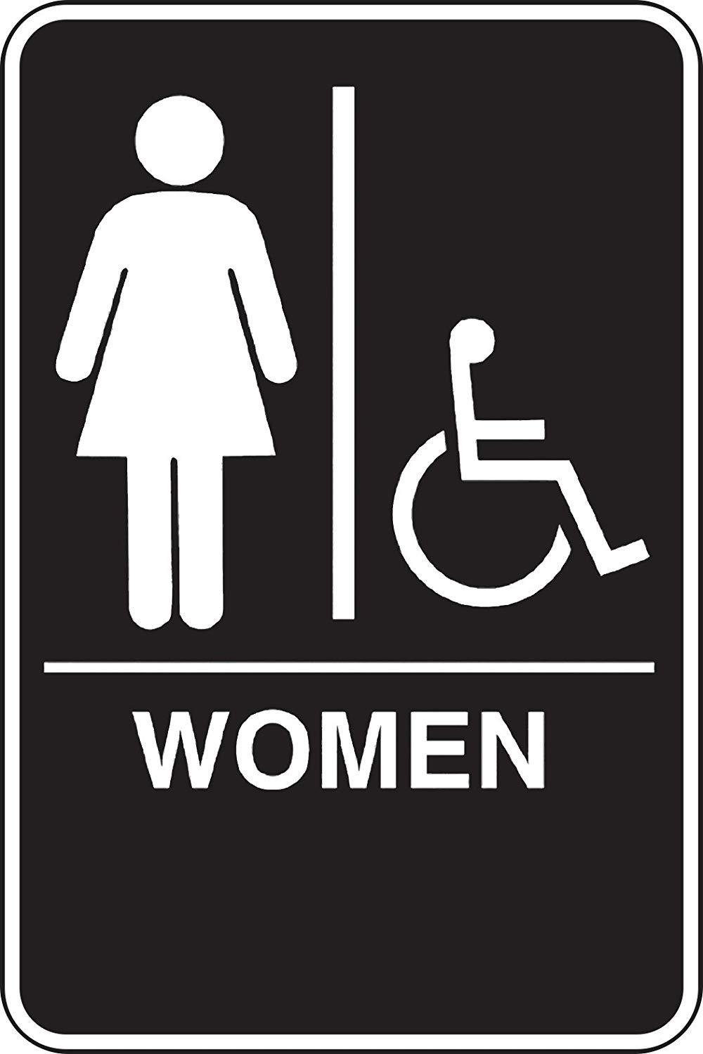 Hillman 844150 Women Accessible ADA Braille Self Adhesive Sign Black and White