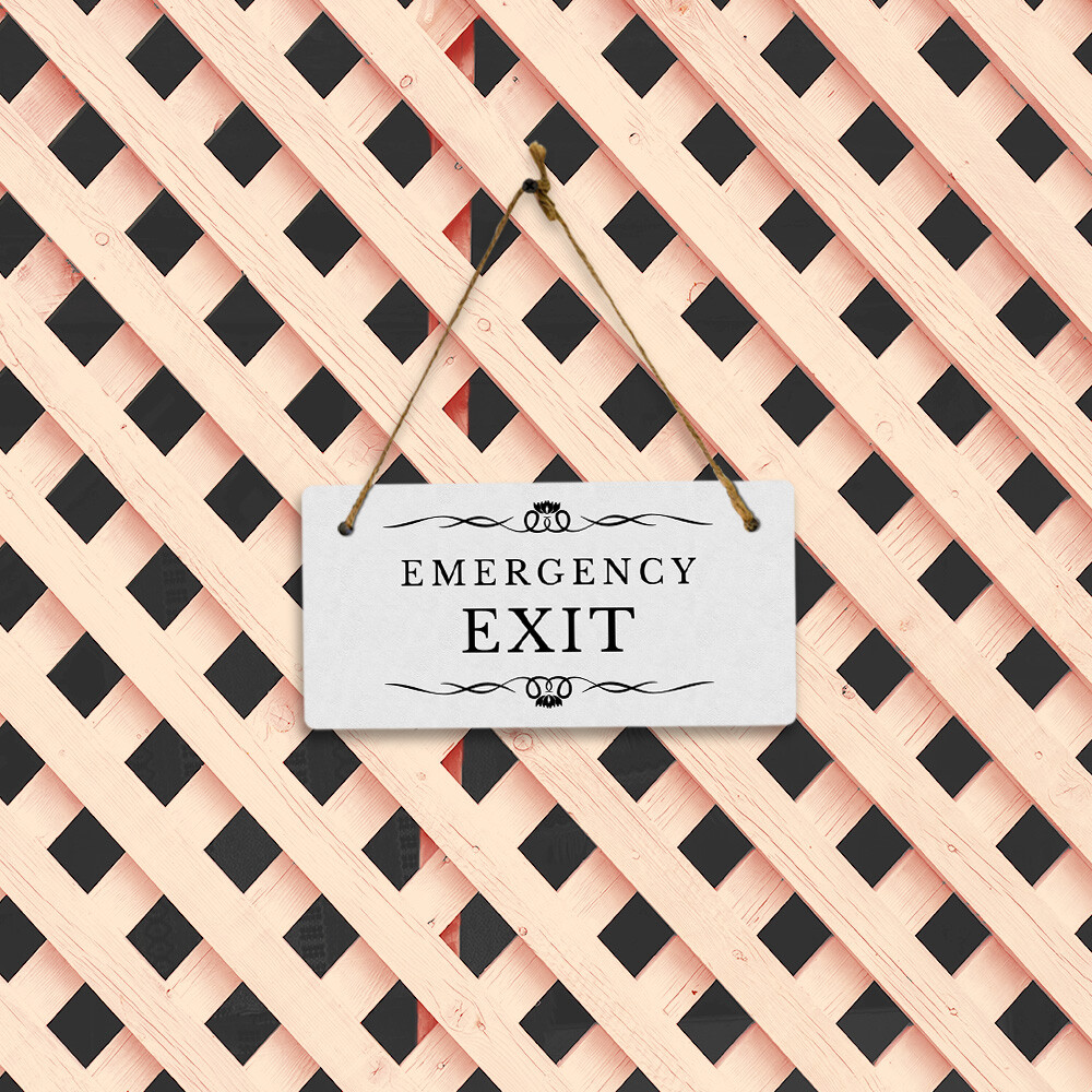 Emergency Exit 5&Prime; x 10&Prime; Hanging Wall or Door Sign | Rustic Twine