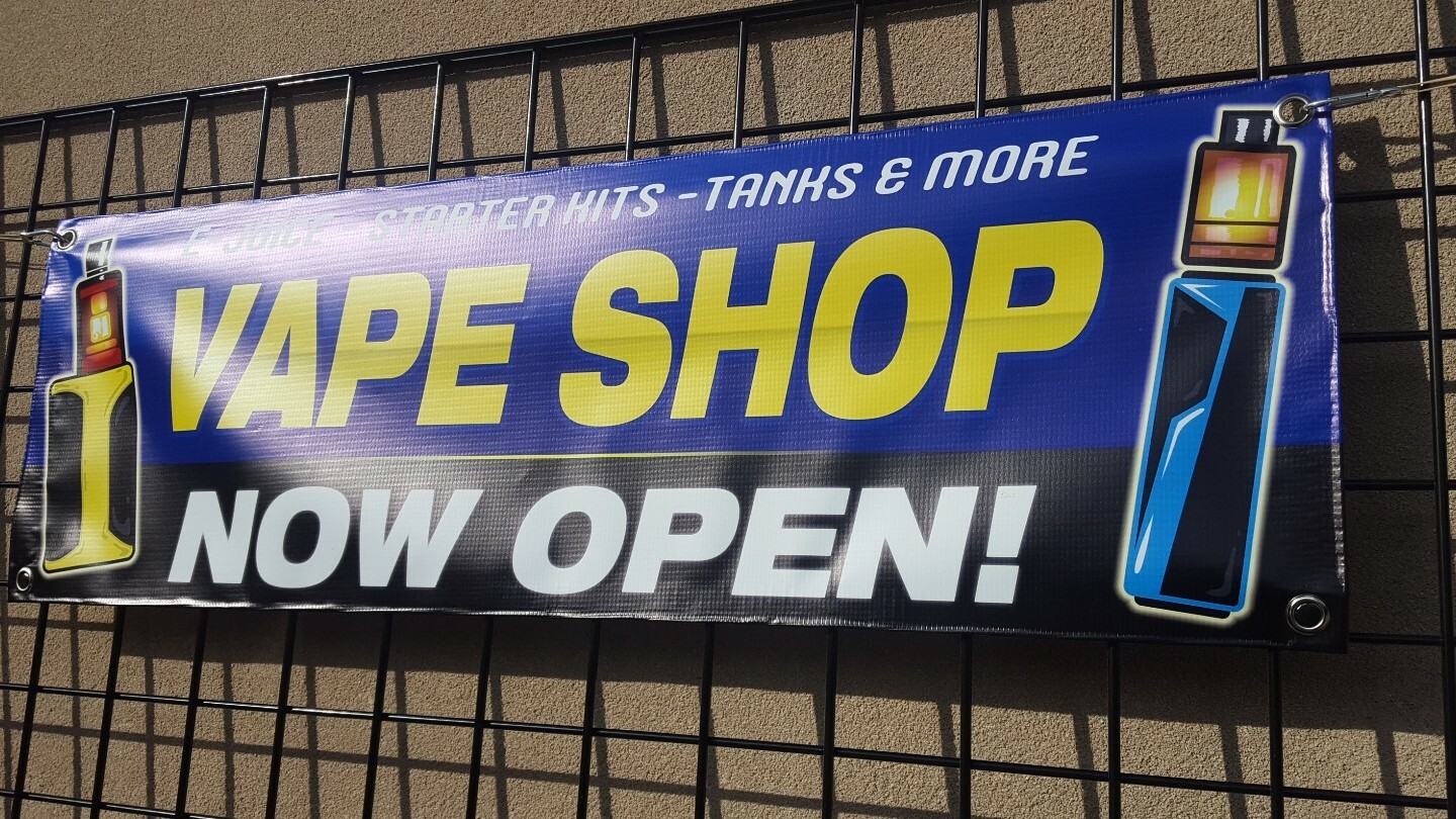 VAPE SHOP Now Open Sign Banner Colorful Display Indoor Outdoor Vinyl Hang Poster