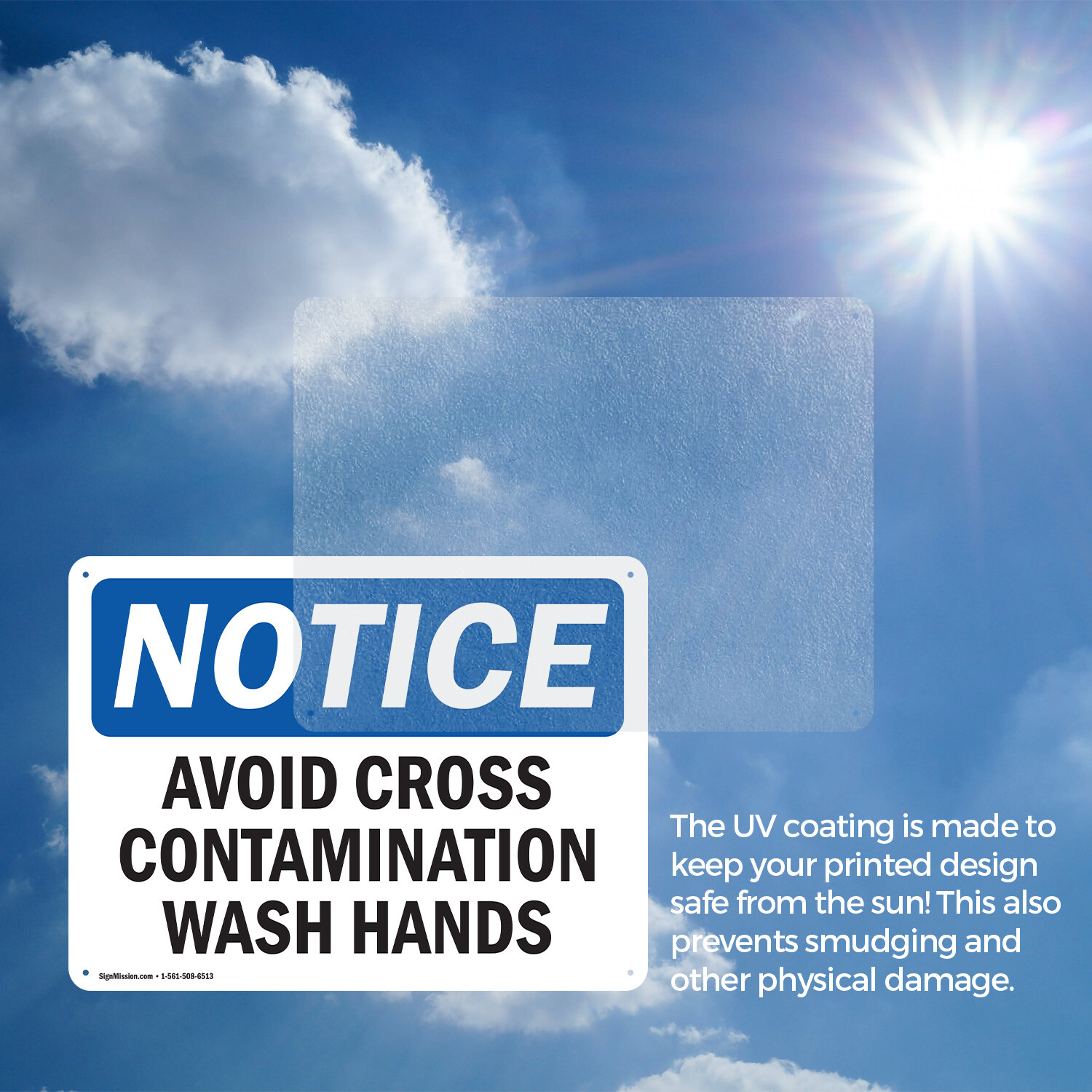 (2 Pack) Avoid Cross Contamination Wash Hands OSHA Notice Sign Decal Metal