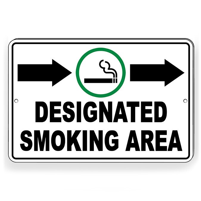Designated Smoking Area Arrows Right Metal Sign Or Decal 6 SIZES SPP006