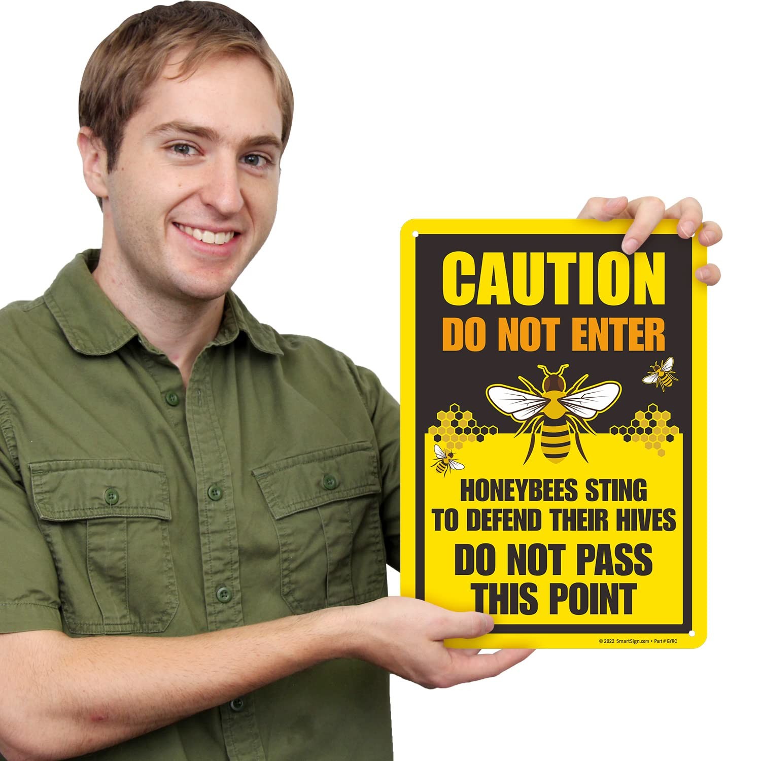 10 x 14 inch “Caution – Do Not Enter, Honeybees Sting To Defend Hives” Metal …