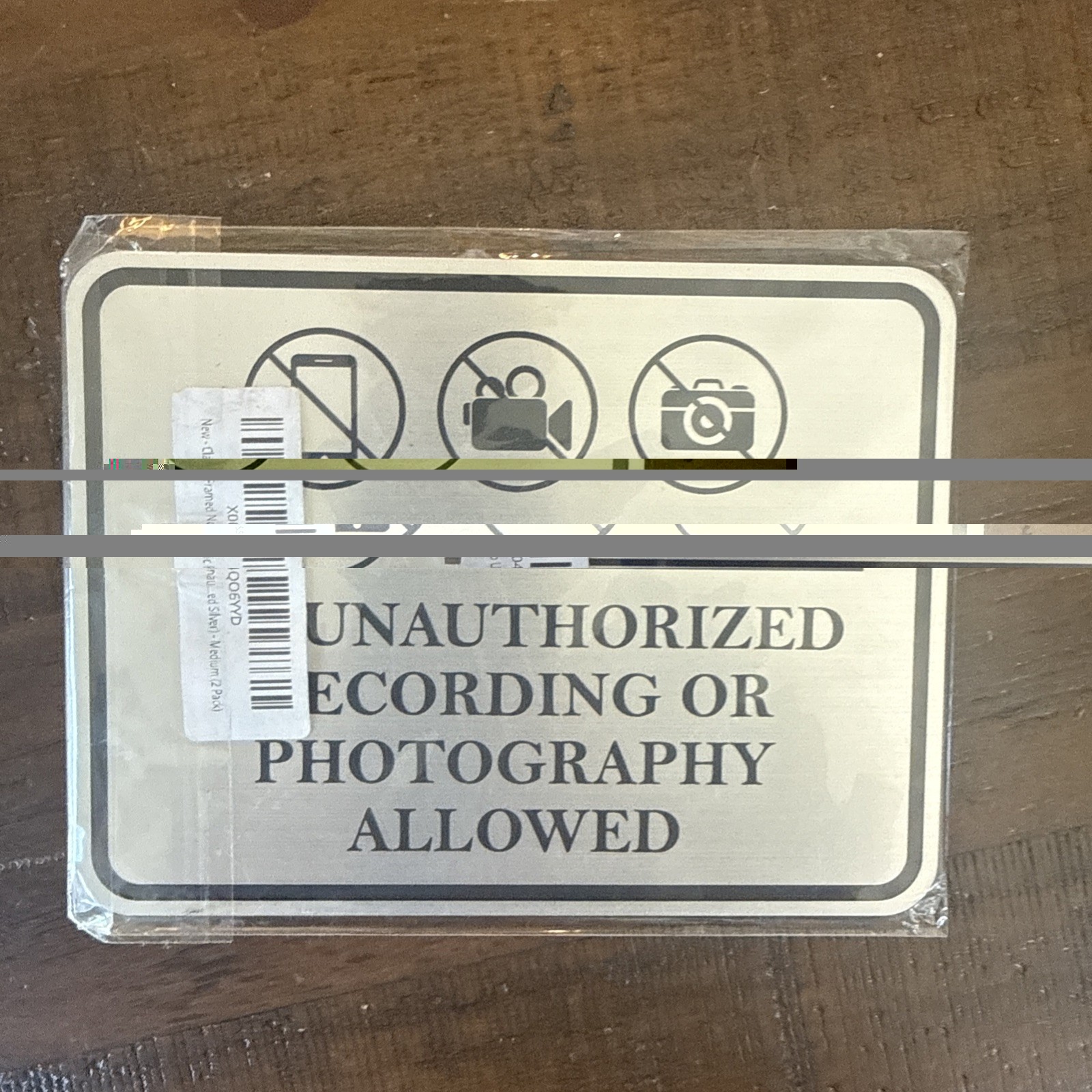 2 Pack Classic Framed No Unauthorized Recording or Photography Allowed 5&Prime; X 7&Prime;