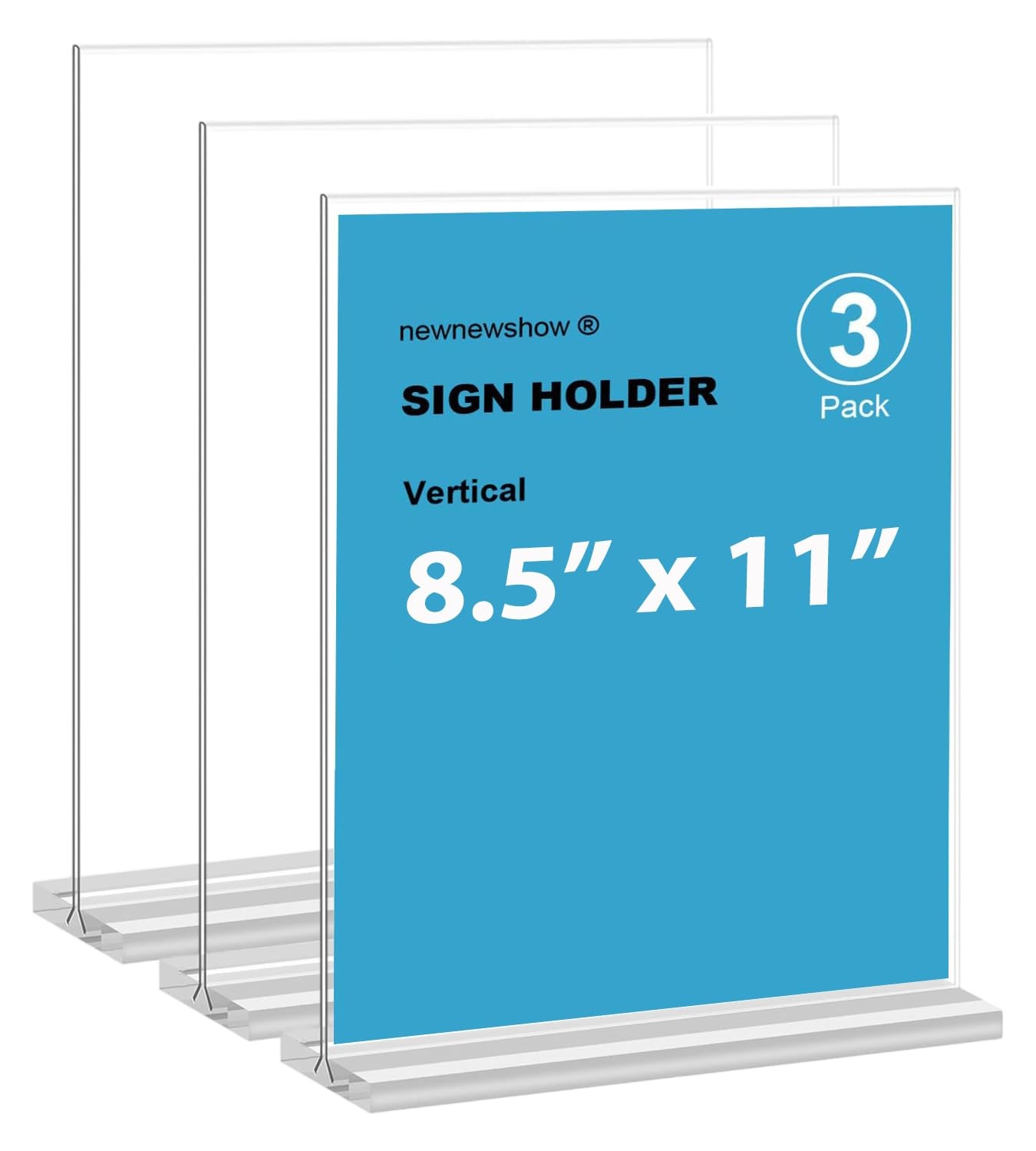 newnewshow 8.5×11 Acrylic Sign Holder 3 Pack Vertical 3 8.5*11, Clear