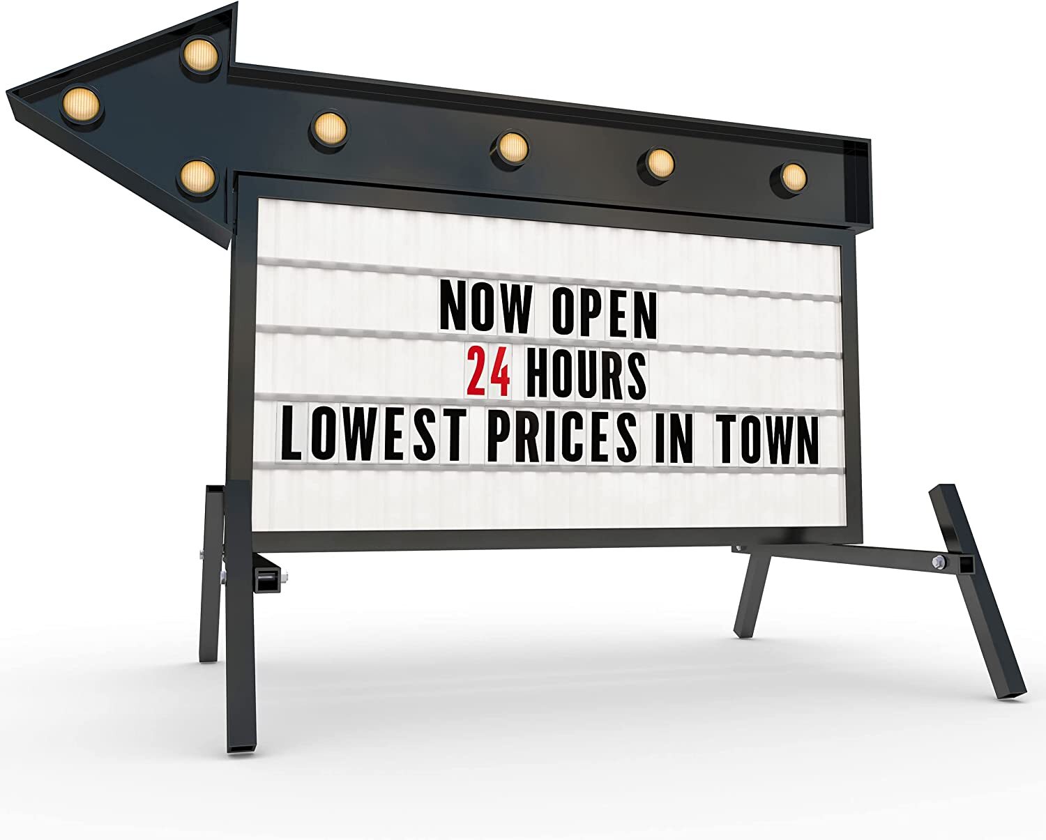 Houseables 8&Prime; Portable Sign Letters, 301 Characters, 9” x 4” Panel, Black & Red