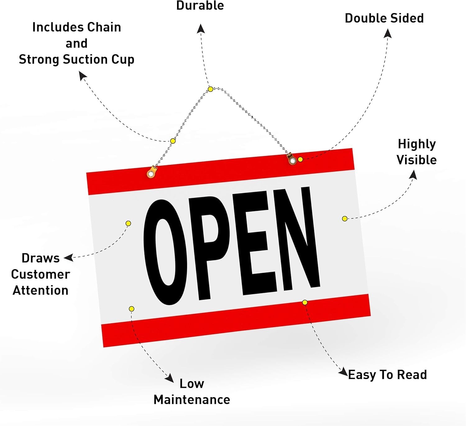 Elegant Open Closed Sign with Customizable Hours for Business – 11.7×7.7 Inches