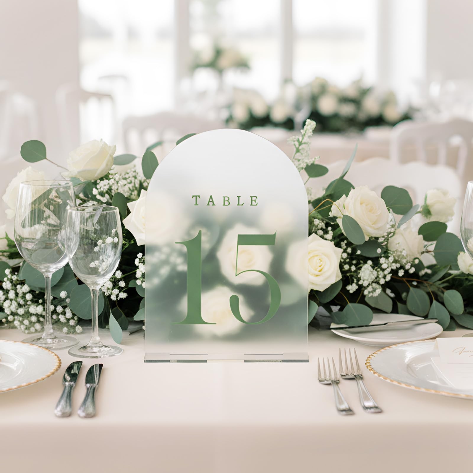 Numbers 120 Gold Frosted Arch Acrylic Wedding Table Sign Stands 5×7 Inch