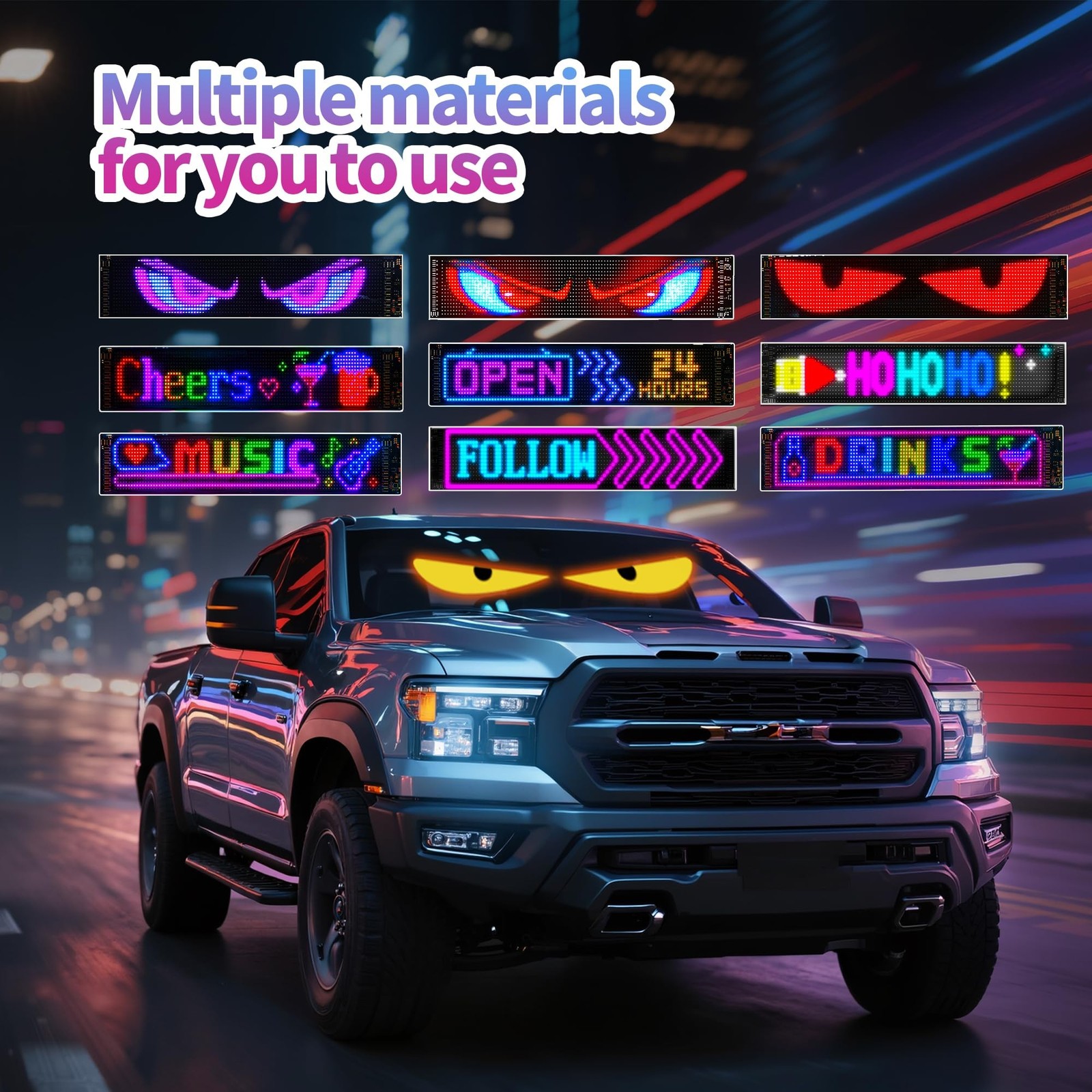 Devil Eyes Light for Car & Truck Windshield | 35.3×7.5in Programmable Flex, A…
