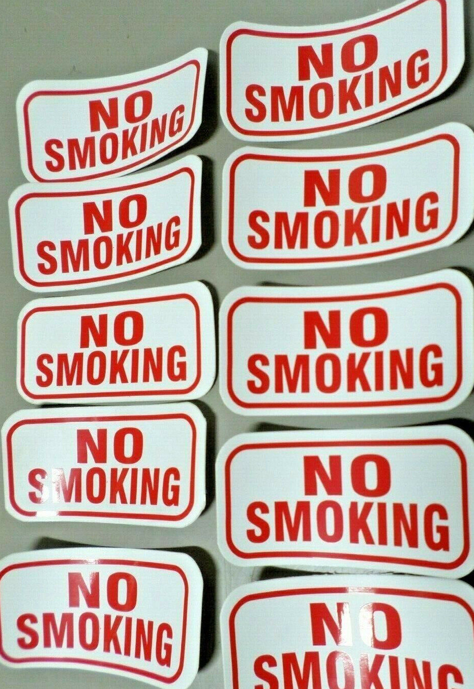 10 – NO SMOKING Printed Stickers Peel and Stick Vinyl 4&Prime; x 2&Prime;