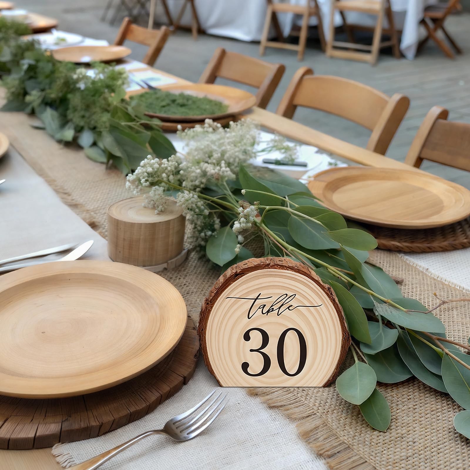 31 Pcs Wooden Wedding Table Numbers 1-30, Wooden Restaurant Table Numbers Cen…