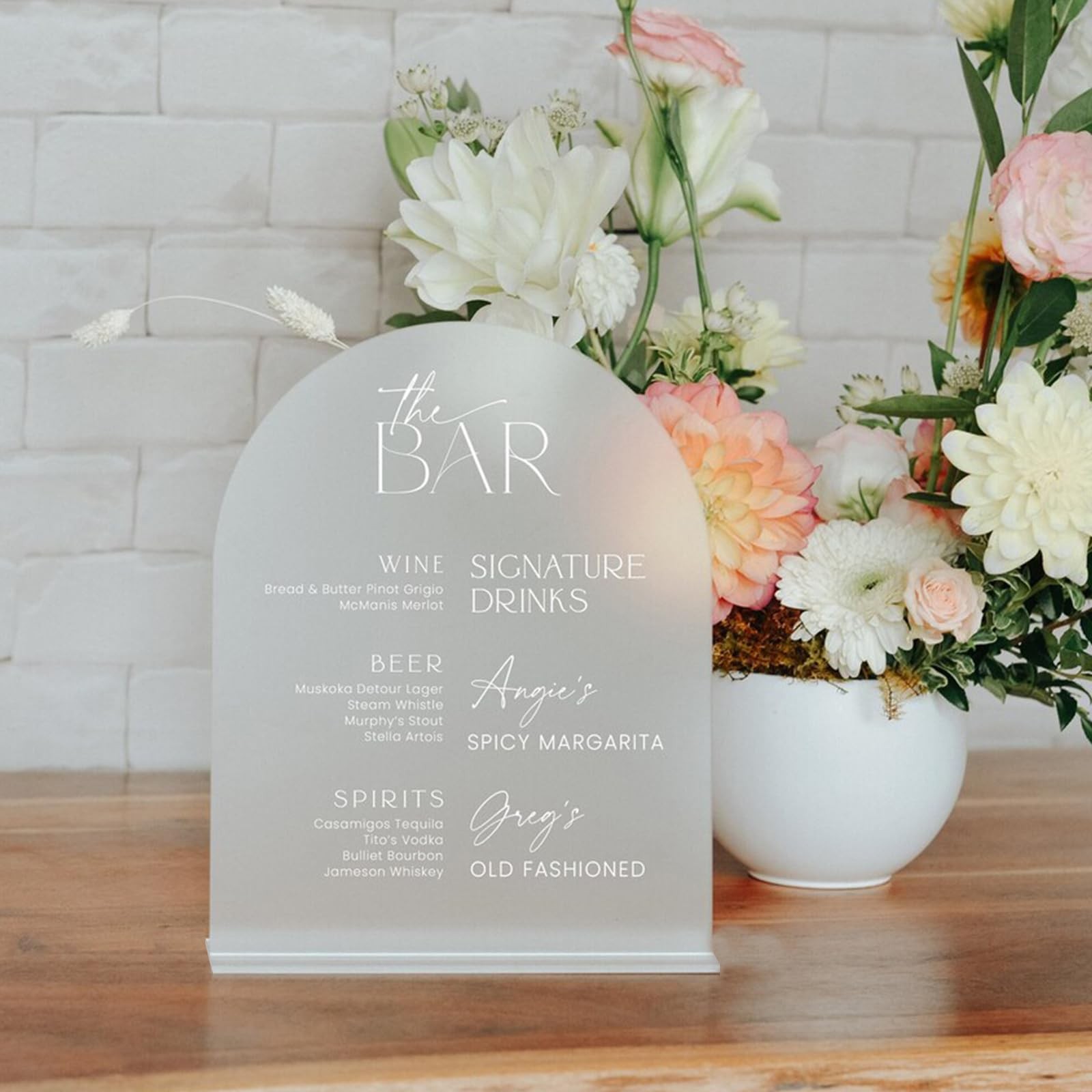 8×10 Inch Frosted Arch Acrylic Sign with Stand | 5 Pack Blank Frosted Acrylic Ar
