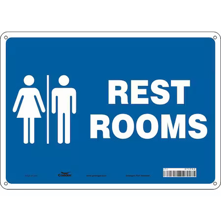 Condor 473Y44 Restrooms, 14 In W X 10 In H, Horizontal Rectangle, Polyethylene,