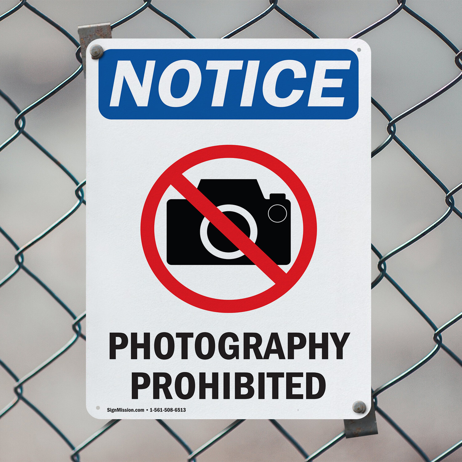 (2 Pack) Photography Prohibited OSHA Notice Sign Decal Metal Plastic
