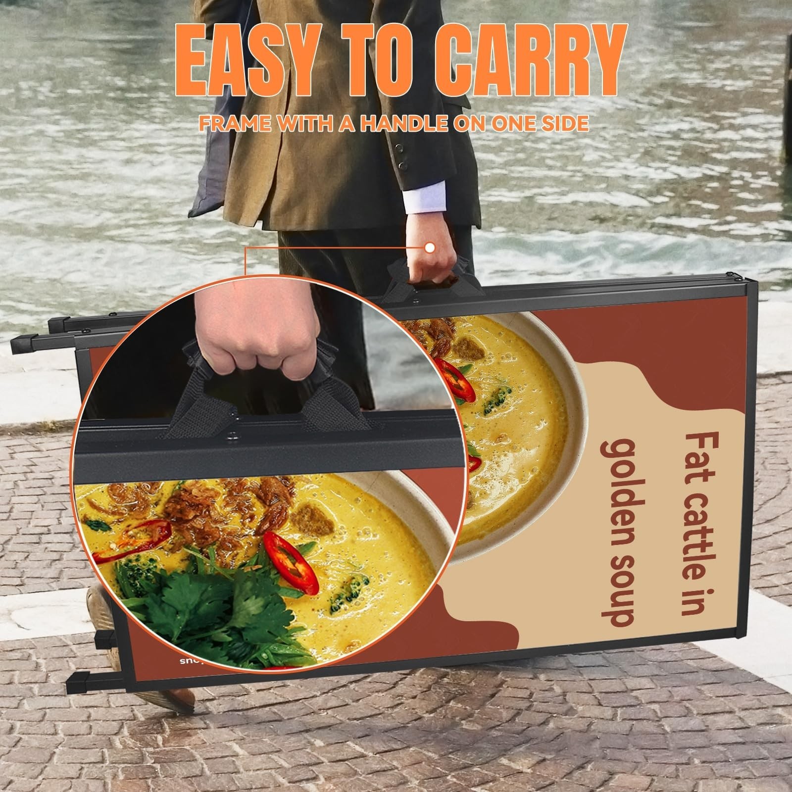 Heavy Duty Double-Sided A-Frame Sidewalk Sign 24×36 Inch Foldable Metal Board