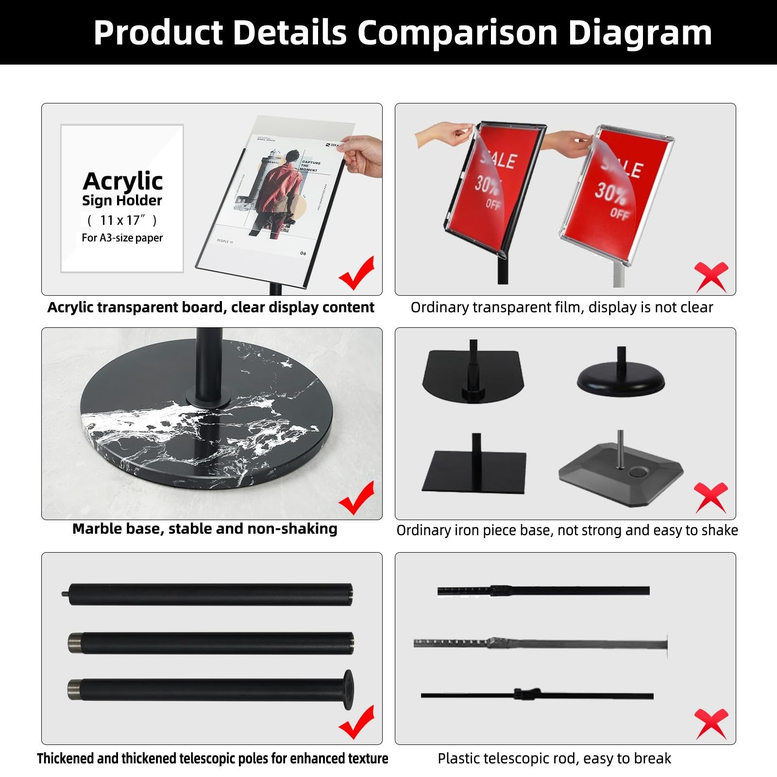 Heavy Duty Sign Stand, Floor Poster Board Stand, Adjustable Metal Sign Holder…