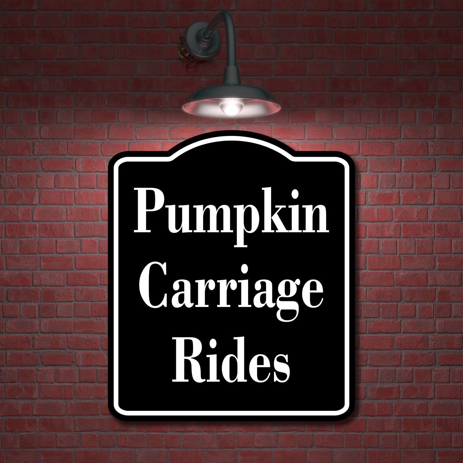 Pumpkin Carriage Rides BLACK Aluminum Composite Sign