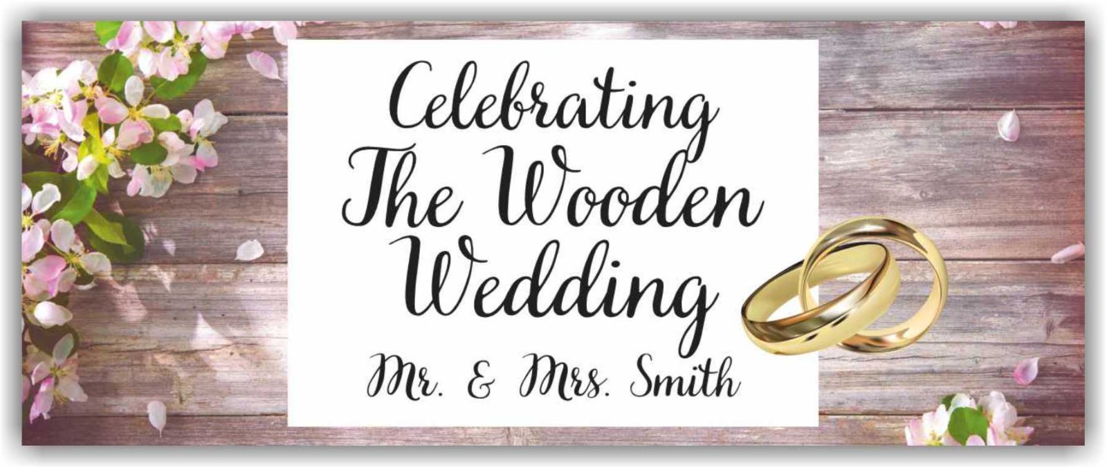Celebrating The Wooden Wedding Advertising Banner Vinyl Mesh Sign Custom Name