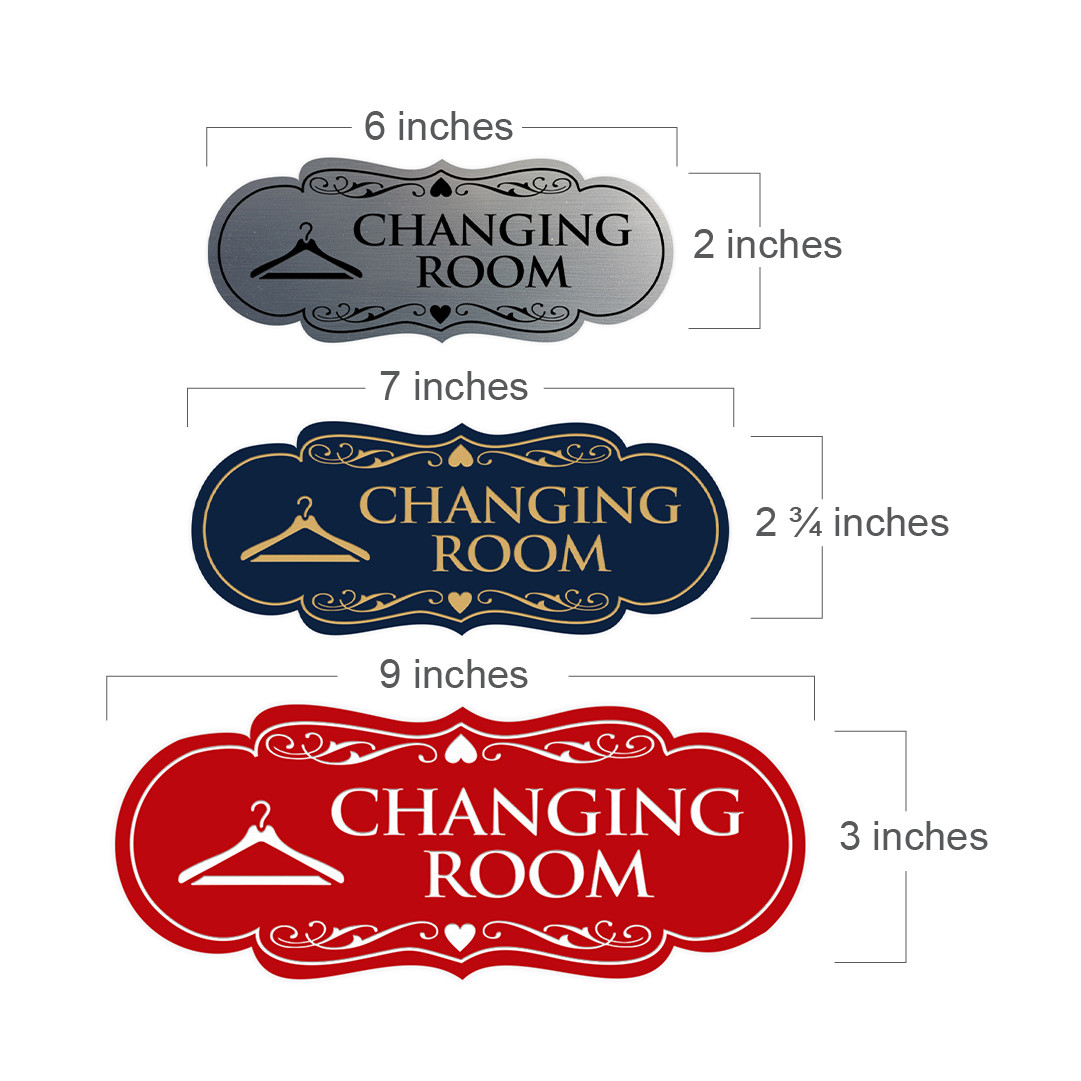 Designer Changing Room Sign (Ivory/Dark Brown) – Medium 2.75 x 7&Prime;