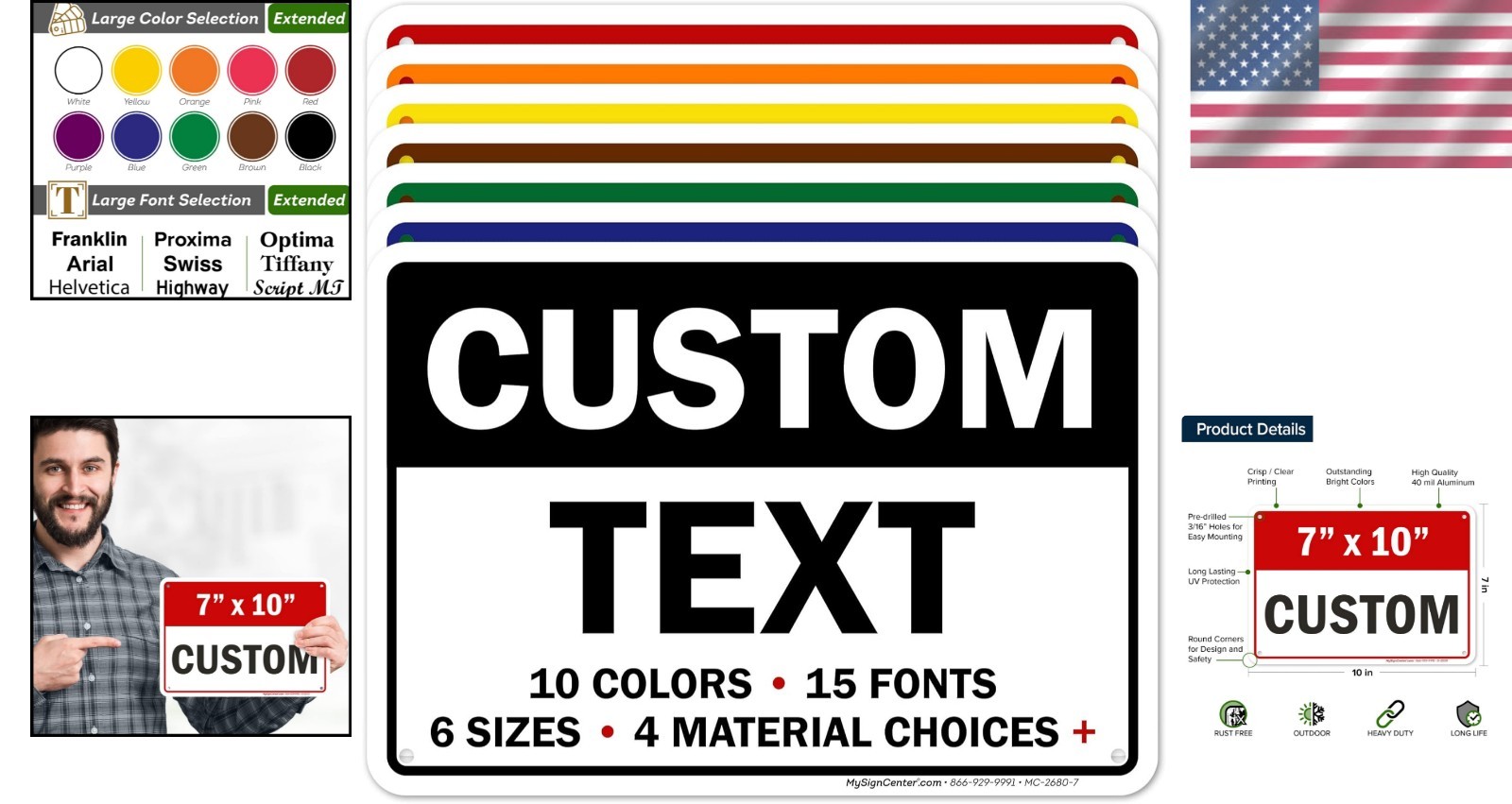 Custom Aluminum Sign 7×10 inches Indoor Outdoor Rust Free Fade Resistant Wall…