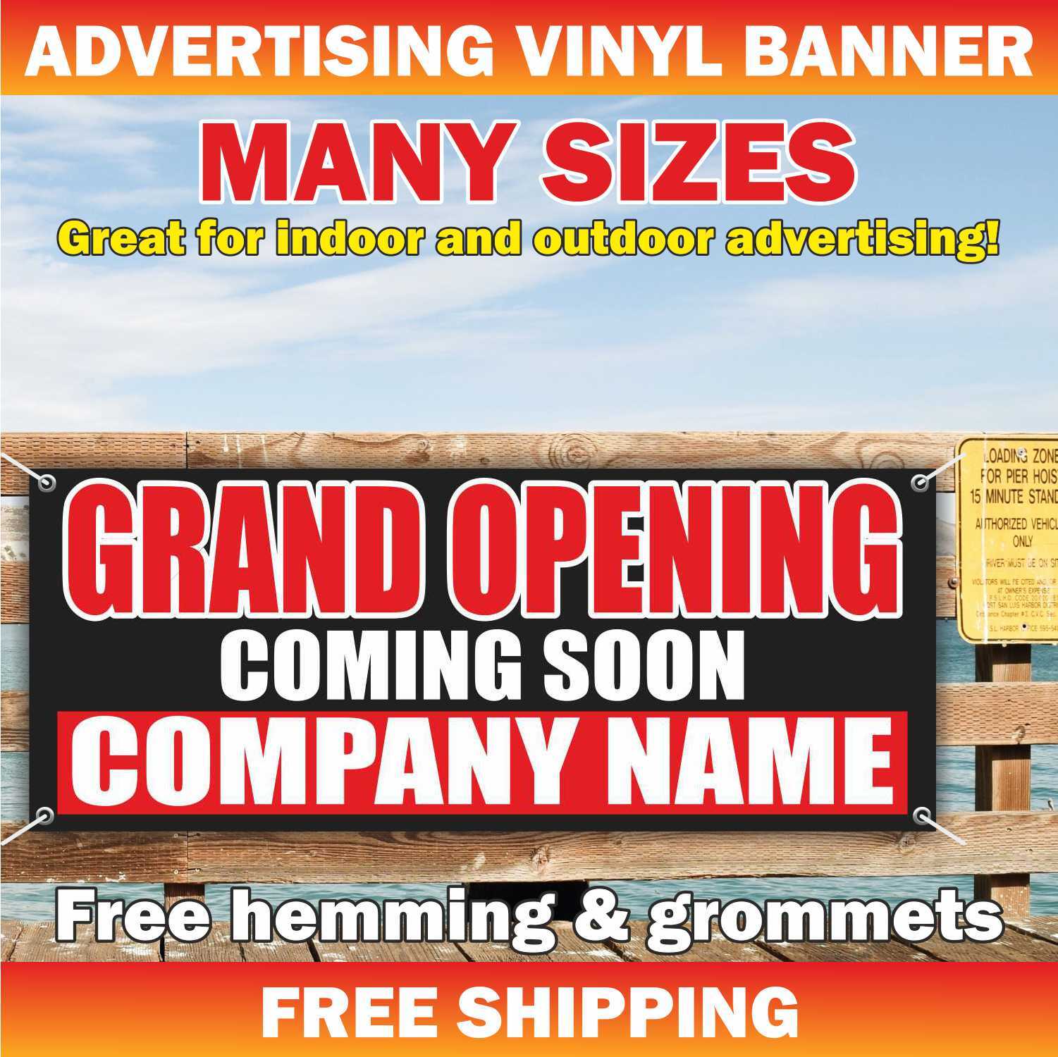 GRAND OPENING COMING SOON Advertising Banner Vinyl Mesh Sign Open Company Name
