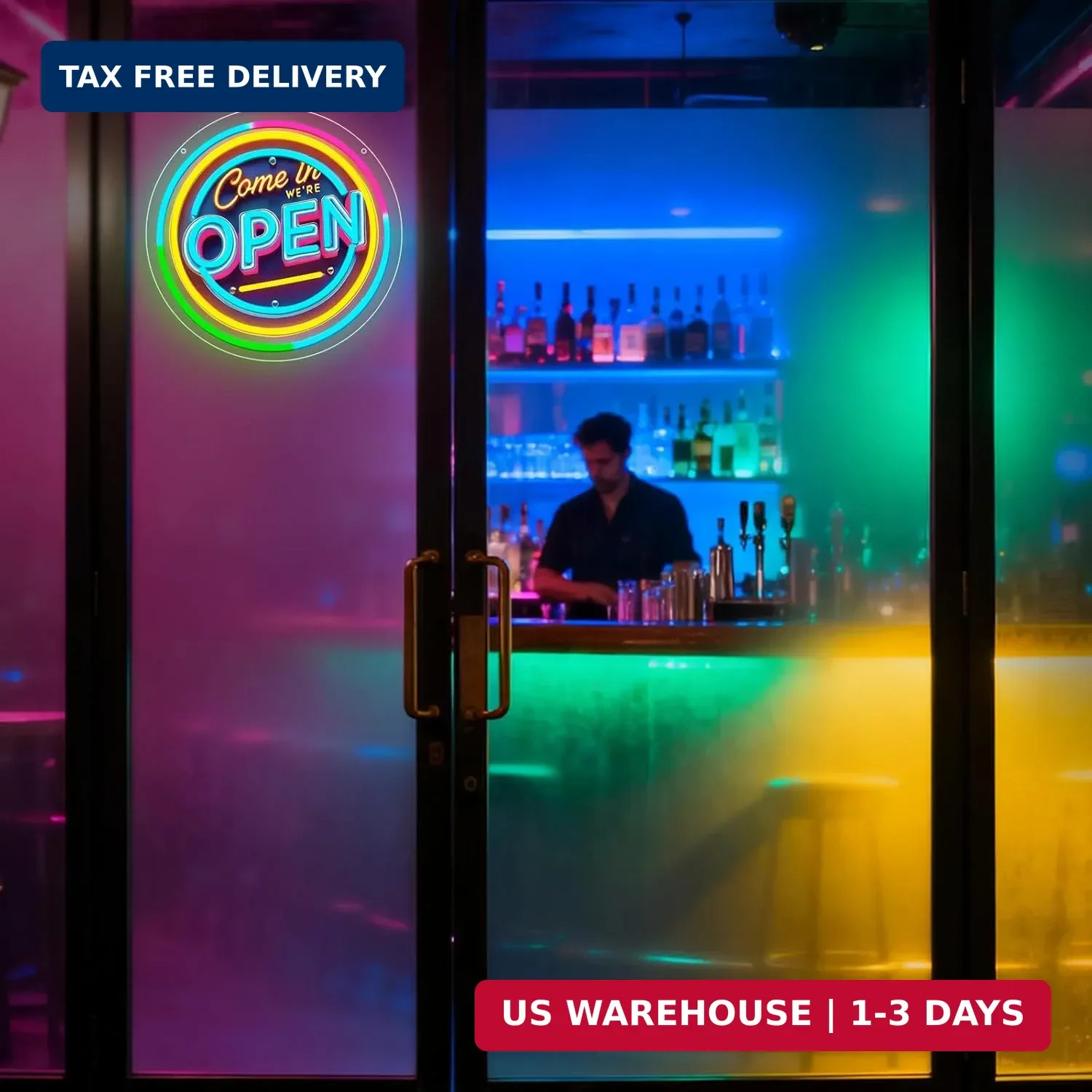 Neon Open Sign for Business, 13 * 13 » Colorful Adjustable Brightness Come in We