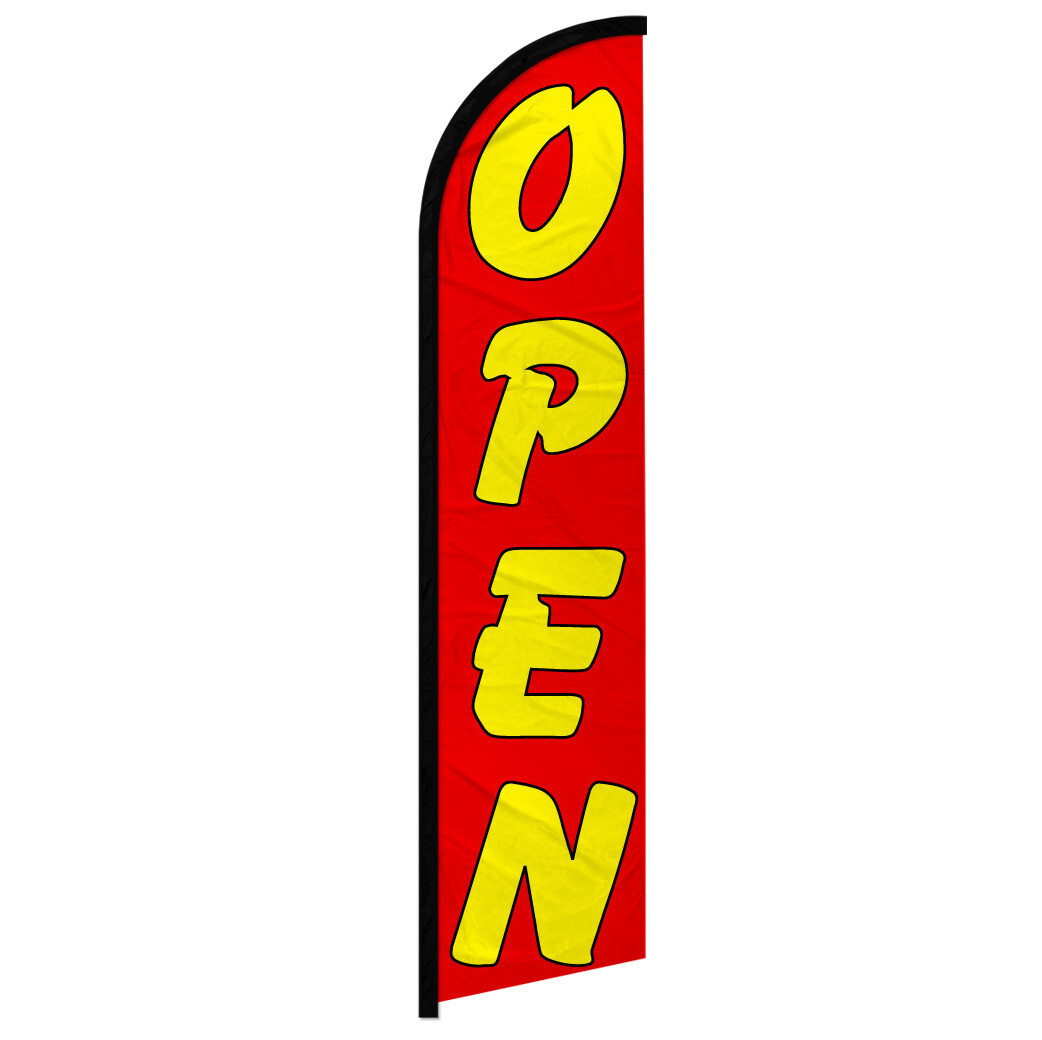 Open Windless Advertising Swooper Flag Open Welcome Sign RD/YW