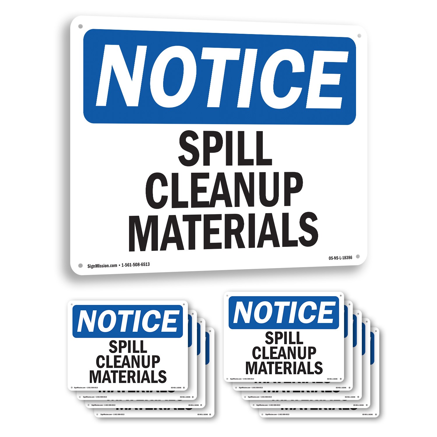 Spill Cleanup Materials OSHA Notice Sign Metal, Plastic, Or Decal – 5 or 10 Pack