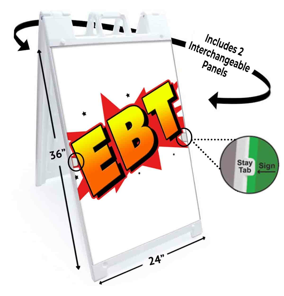 EBT Signicade 24×36 Aframe Sidewalk Sign Banner Decal STORE