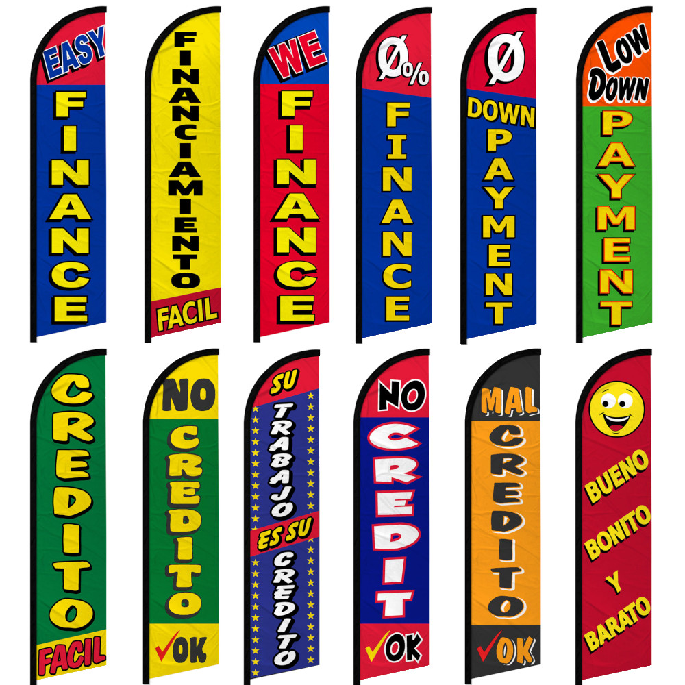Financing Windless Swooper Full Curve Flag Auto Dealership We Finance
